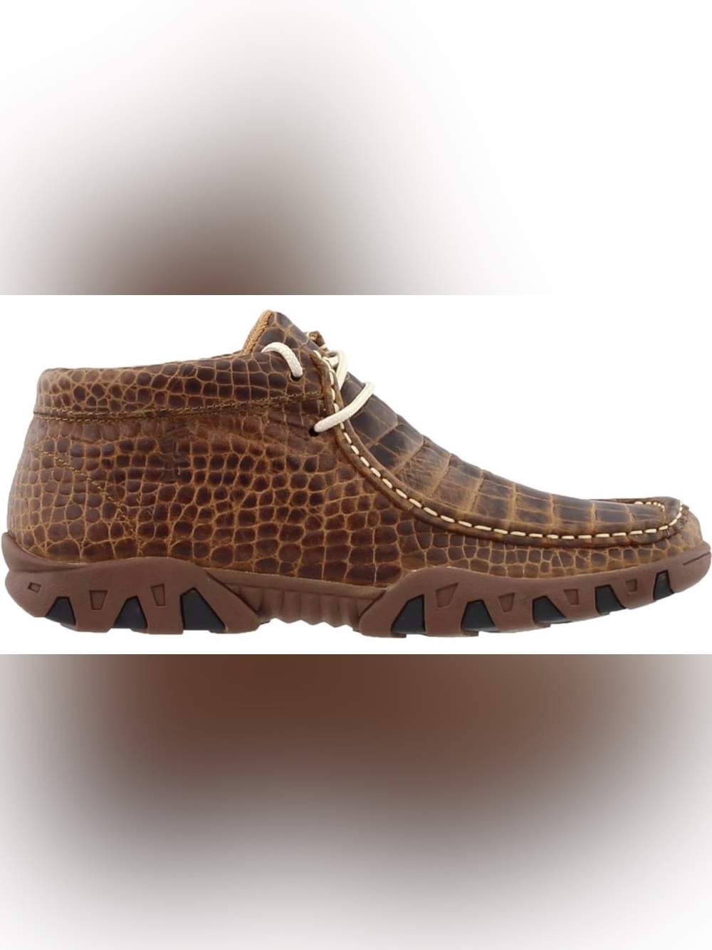 Ferrini honey crocodile leather type Men's Brown Leather Moc Toe Casual Shoes